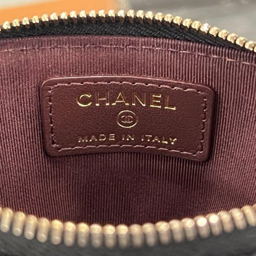 東區正精品㊣CHANEL AP2061香奈兒黑色荔枝牛皮金拉鍊卡片夾零錢包吐司包 RZ6166-3