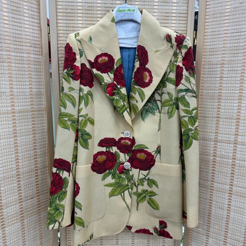 Gucci 秀款毛料花朵西服外套 40碼-0