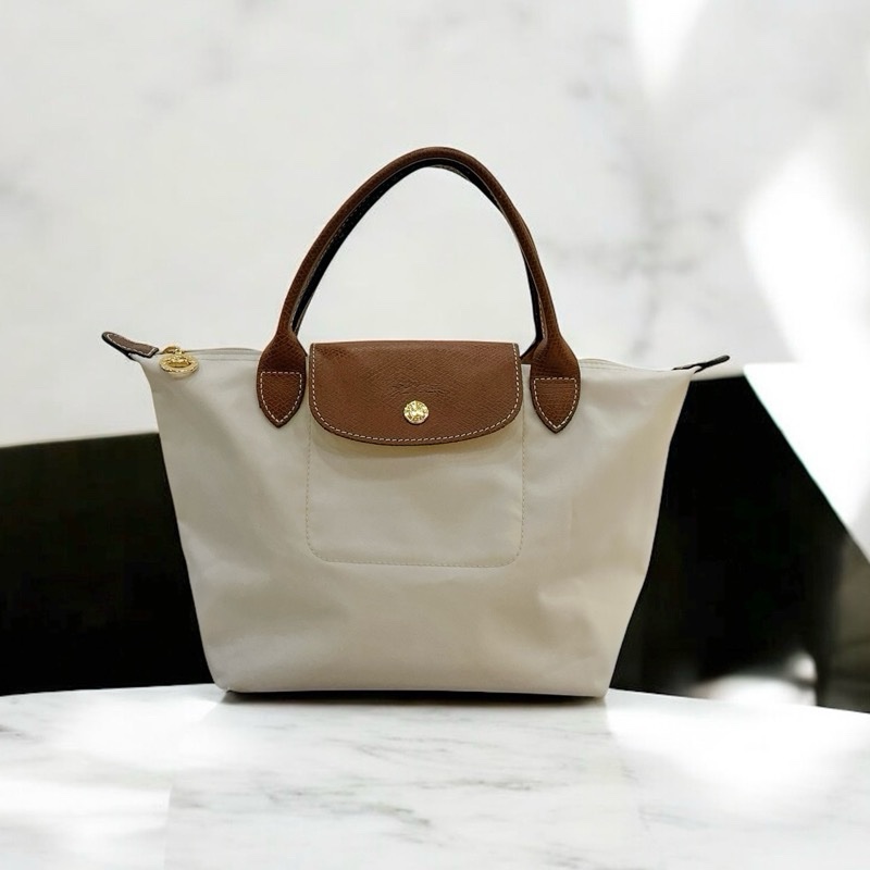 莉亞精品♡Longchamp 奶白托特包 二手-0