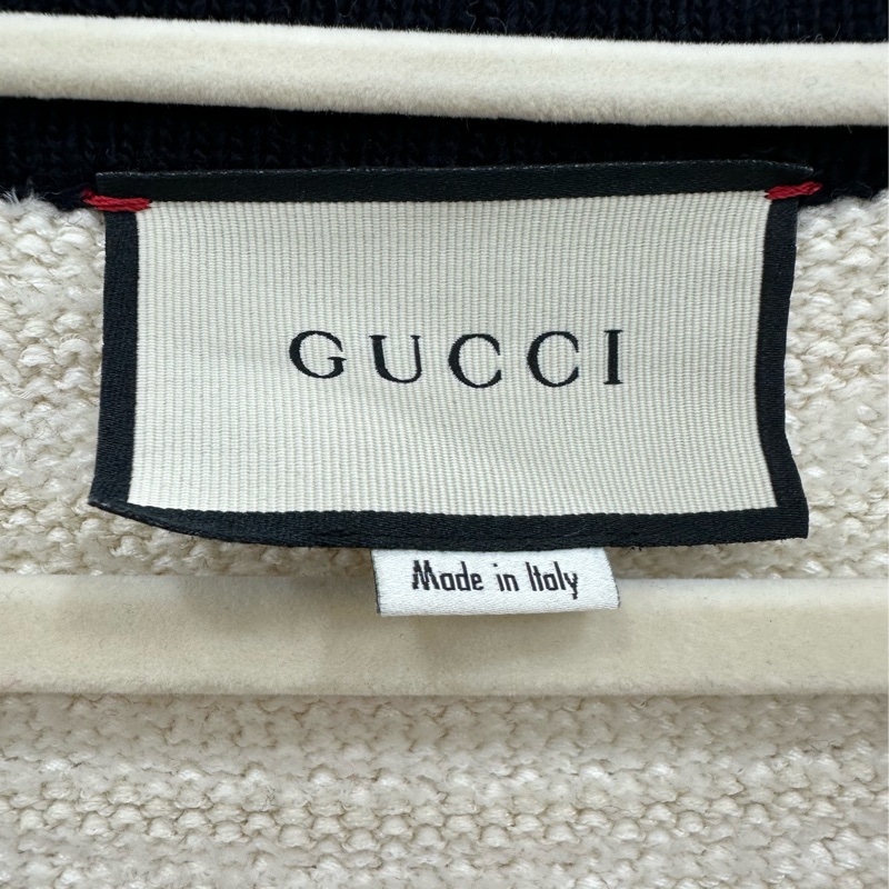 Gucci 古馳 米白拼黑針織開襟衫 撞色設計 V領短袖 s碼-3