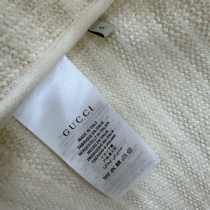 Gucci 古馳 米白拼黑針織開襟衫 撞色設計 V領短袖 s碼-4