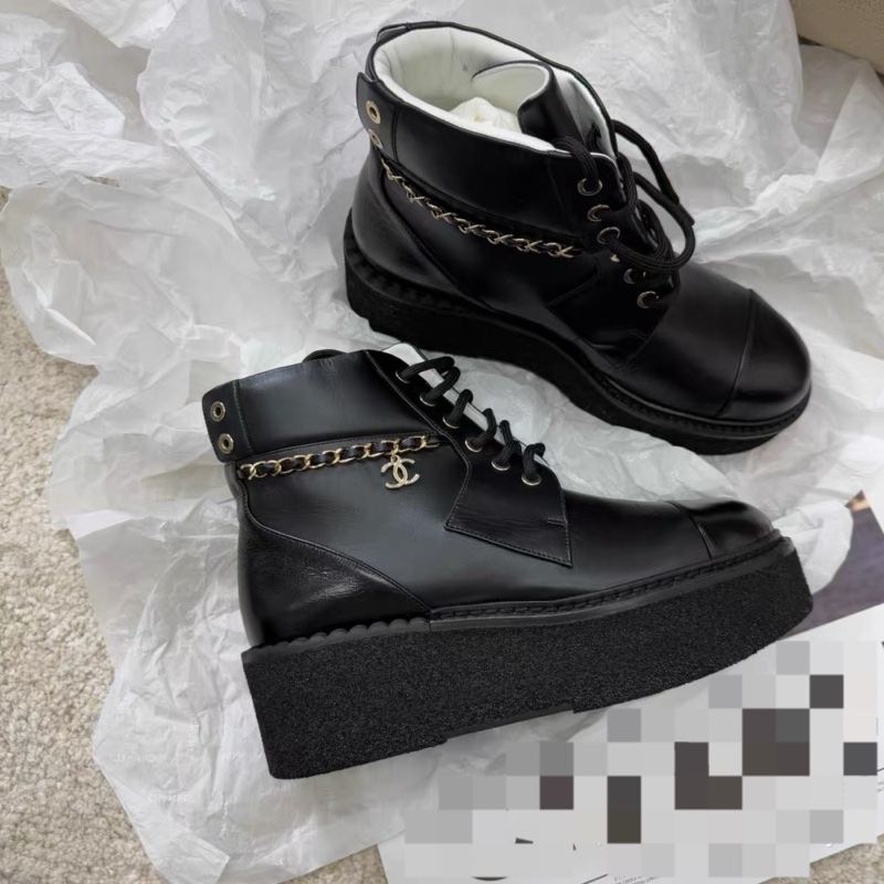 全新Chanel 香奈兒皮穿鏈 厚底短靴 36碼-2