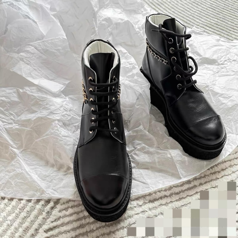 全新Chanel 香奈兒皮穿鏈 厚底短靴 36碼-6