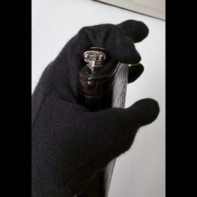 LV 黑色鱷魚皮拉鍊短夾-10