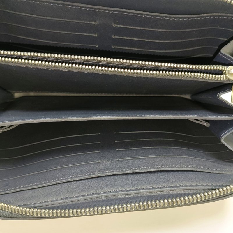 LOUIS VUITTON深藍色牛皮棋盤格手拿包 銀色五金 9.8新-6