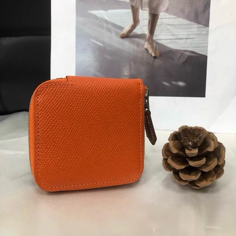 全新閒置 愛馬仕Hermès Silk’in 零錢包｜橘色 X刻 EPSOM｜好裝好拿