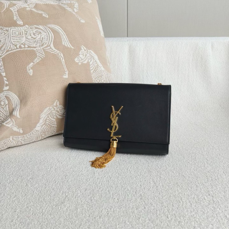 YSL 黑金Kate流蘇鏈條包中號20*15.5*5.5 98新配件塵袋-5