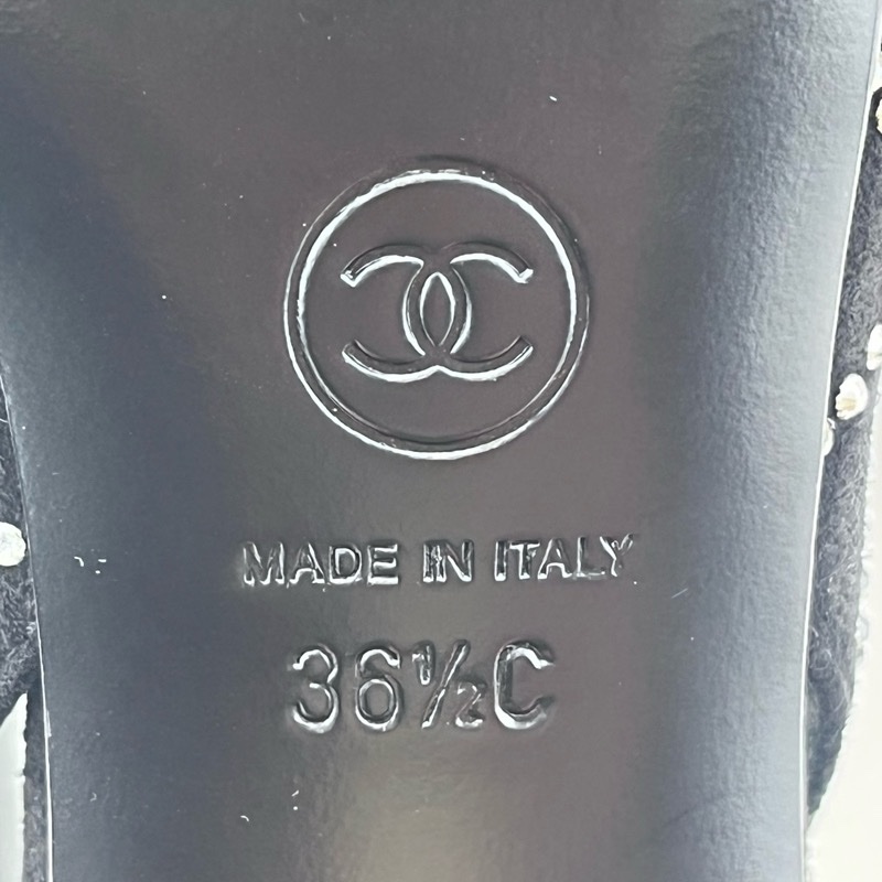 99新未使用chanel香奈兒 閃鑽粗跟麂皮涼靴 36.5碼-15