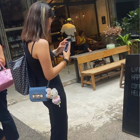 FENDI 藍銀牛皮雙F手提肩背斜背包22*16*7 98新配件塵袋
