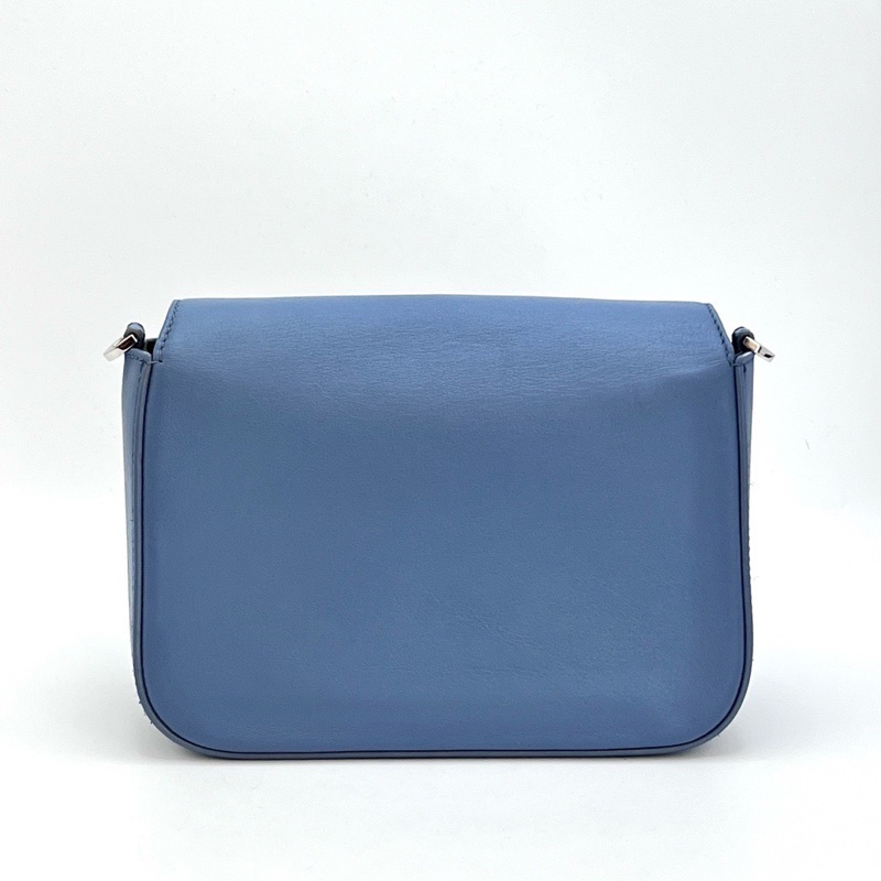 FENDI 藍銀牛皮雙F手提肩背斜背包22*16*7 98新配件塵袋-6