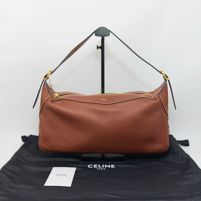 CELINE romy中號棕色金扣肩背手提包36*20*6 98新配件塵袋-1