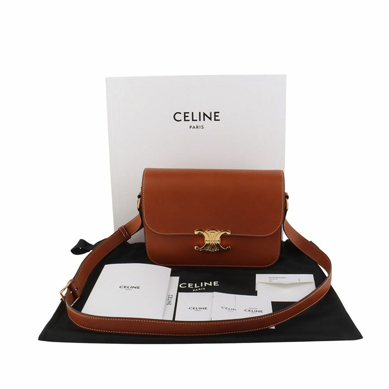 【包稅】CELINE 天然小牛皮棕褐色經典凱旋包-7