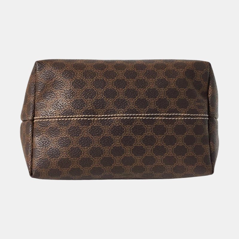 CELINE 棕色塗層帆布凱旋門手提包金色五金 中古款-5