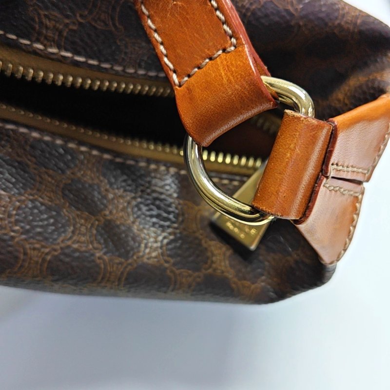 CELINE 棕色塗層帆布凱旋門手提包金色五金 中古款-8