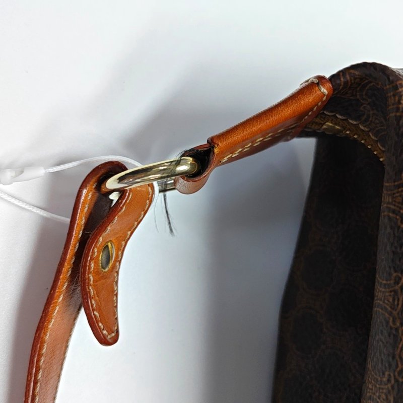 CELINE 棕色塗層帆布凱旋門手提包金色五金 中古款-9