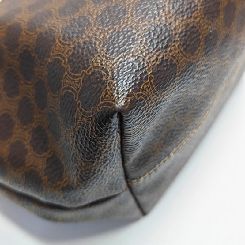CELINE 棕色塗層帆布凱旋門手提包金色五金 中古款-10
