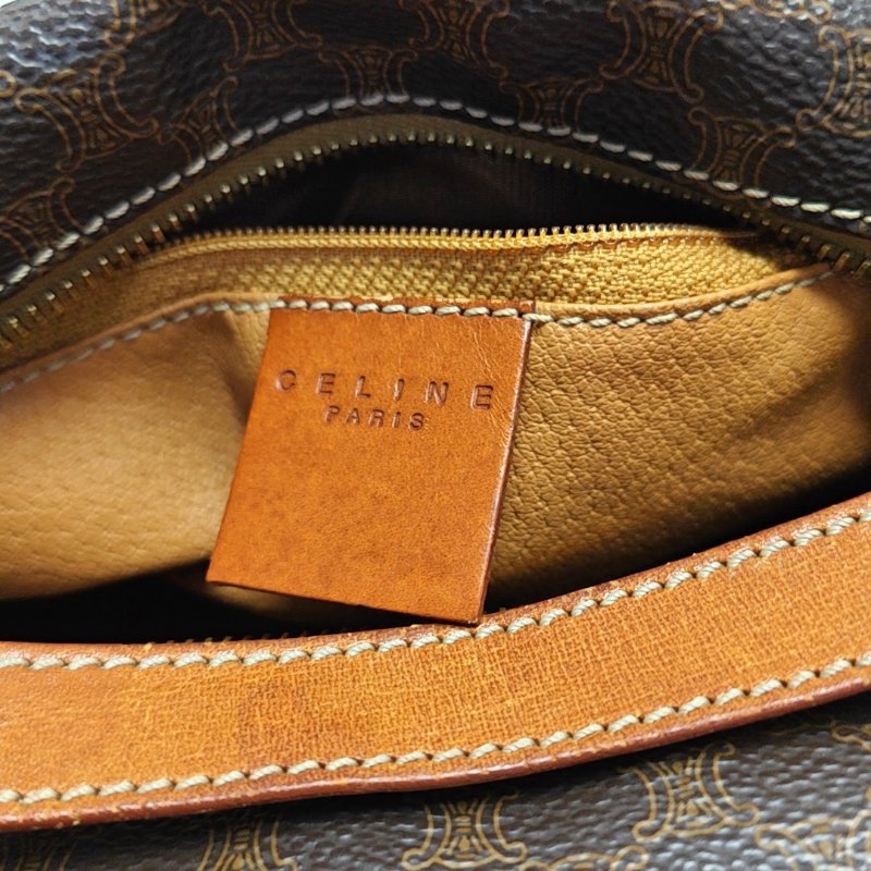 CELINE 棕色塗層帆布凱旋門手提包金色五金 中古款-12
