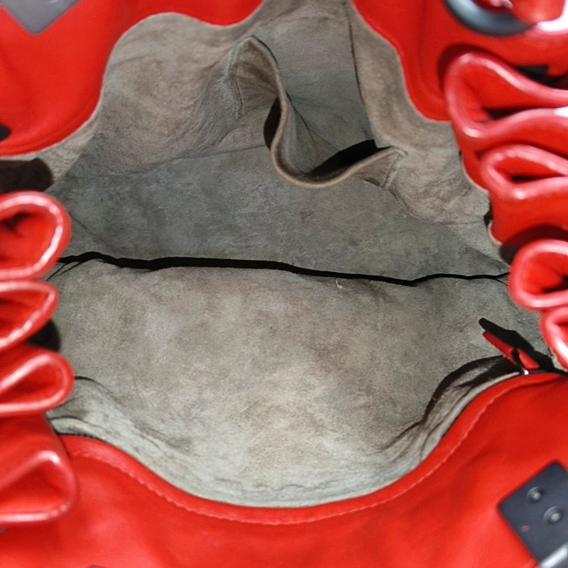 BOTTEGA VENETA托特包紅色羊皮編織單肩包手提包斜挎包黑色五金可拆卸肩帶-6
