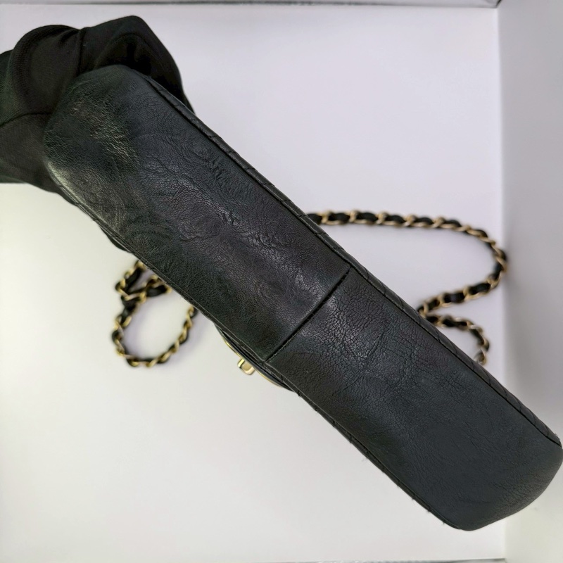 CHANEL CF V紋 單肩包 黑色 21開 金扣-3