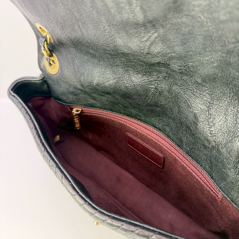 CHANEL CF V紋 單肩包 黑色 21開 金扣-5