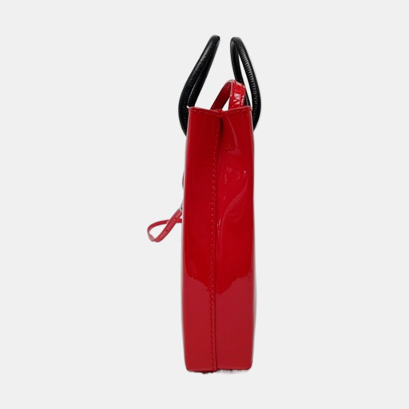 BALENCIAGA托特包紅色牛皮印花單肩包斜挎包黑色五金-3