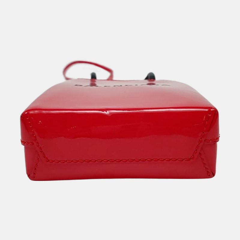 BALENCIAGA托特包紅色牛皮印花單肩包斜挎包黑色五金-5