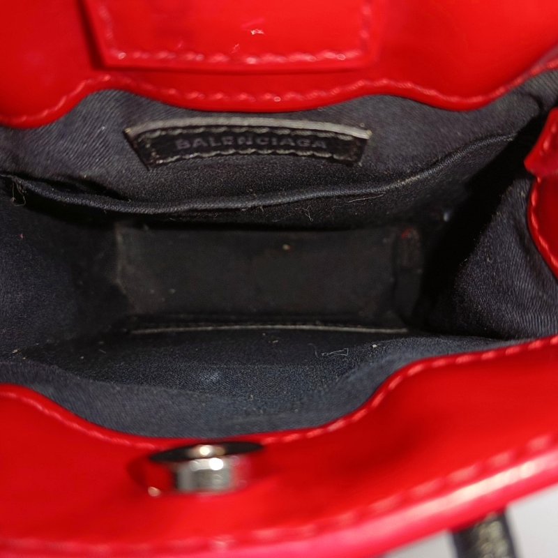 BALENCIAGA托特包紅色牛皮印花單肩包斜挎包黑色五金-6