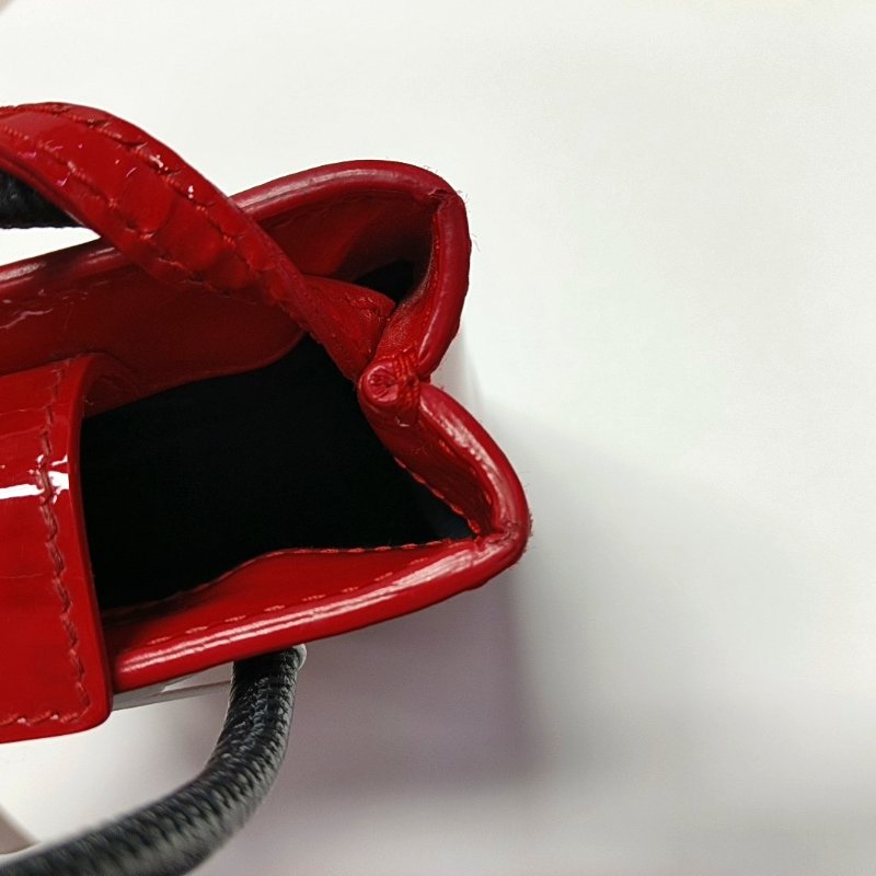 BALENCIAGA托特包紅色牛皮印花單肩包斜挎包黑色五金-11