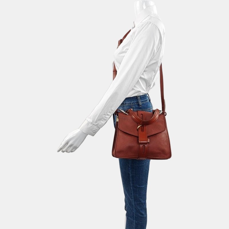 Chloe Aby小號棕色牛皮斜挎包手提包單肩包金色五金可拆卸肩帶-1