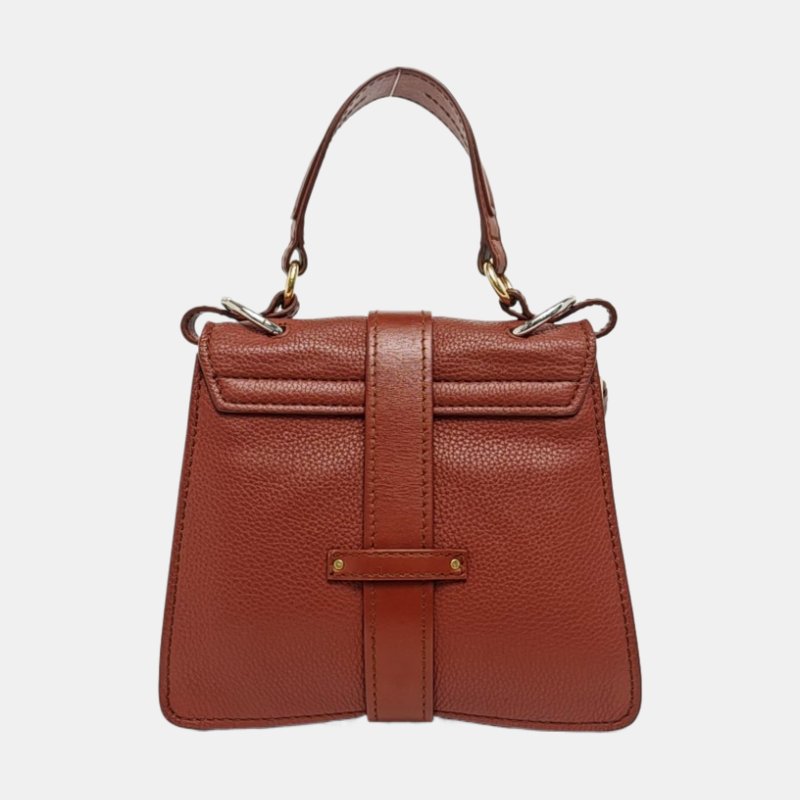 Chloe Aby小號棕色牛皮斜挎包手提包單肩包金色五金可拆卸肩帶-4
