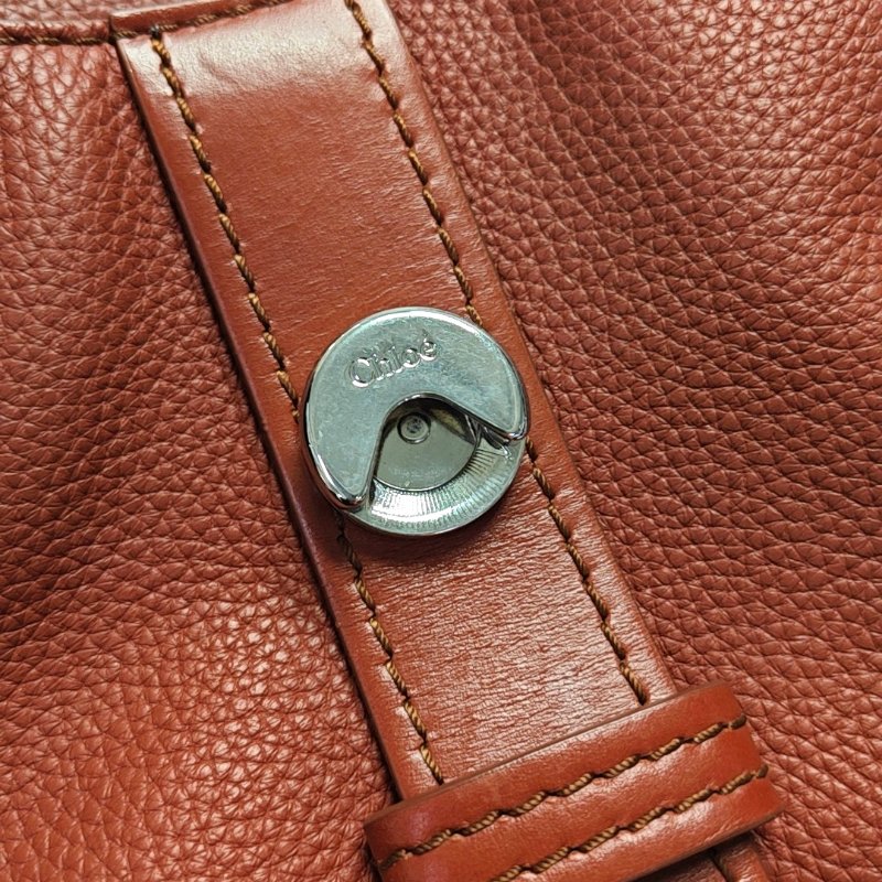 Chloe Aby小號棕色牛皮斜挎包手提包單肩包金色五金可拆卸肩帶-8