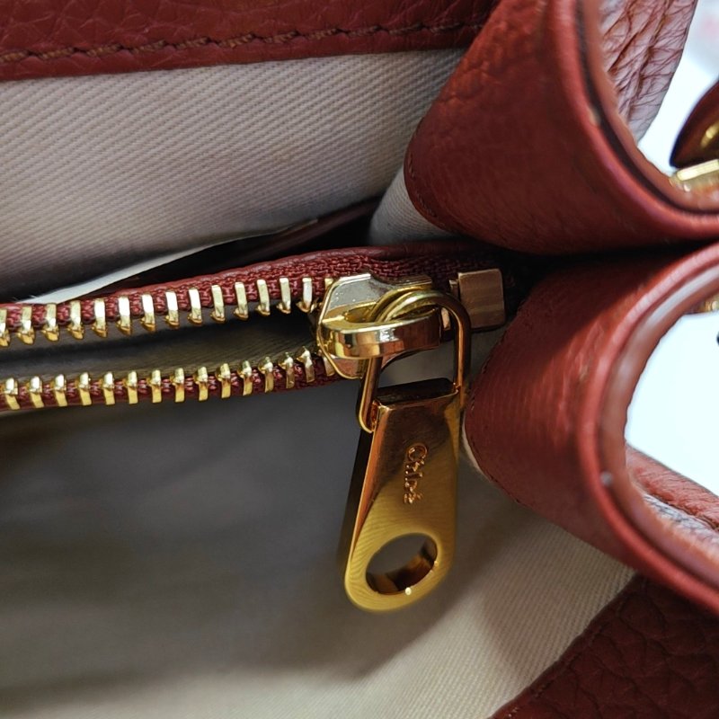 Chloe Aby小號棕色牛皮斜挎包手提包單肩包金色五金可拆卸肩帶-12