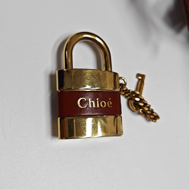 Chloe Aby小號棕色牛皮斜挎包手提包單肩包金色五金可拆卸肩帶-14