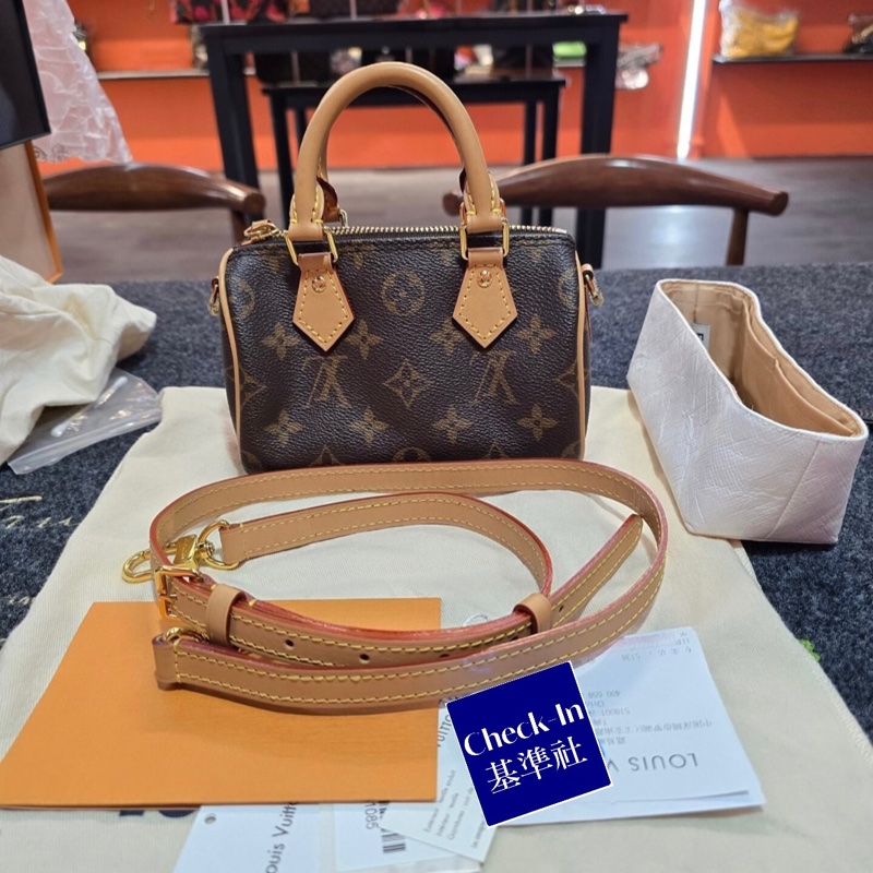 【95%新✨有購證送內膽✨】LV Nano Speedy Mini枕頭包-0