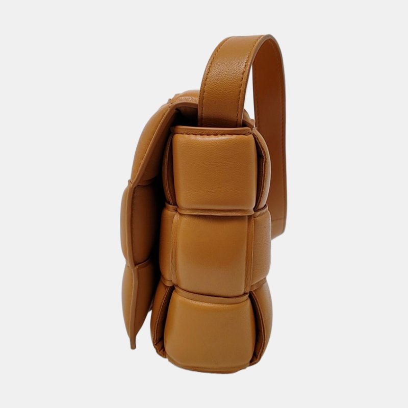 BOTTEGA VENETA Cassette棕色羊皮編織單肩包斜挎包金色五金-2