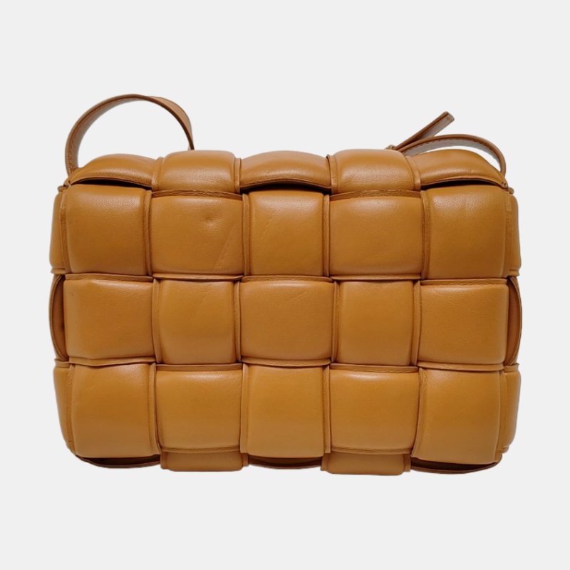 BOTTEGA VENETA Cassette棕色羊皮編織單肩包斜挎包金色五金-4