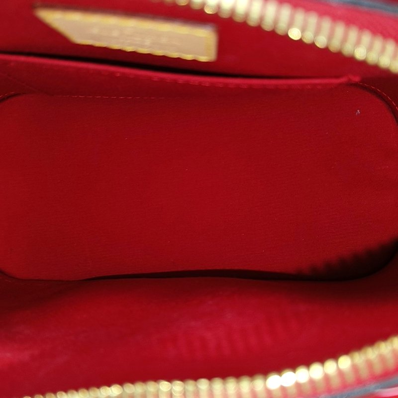 LOUIS VUITTON ALMA BB 紅色漆皮老花壓紋貝殼包單肩包手提包 金色五金 可拆卸肩帶 9.8新-6
