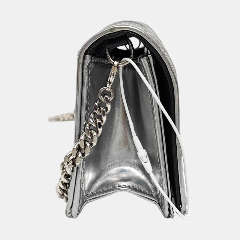 DIOR Diorarma銀色牛皮絎縫壓紋盾牌包單肩包斜挎包 銀色五金 可拆卸肩帶-3