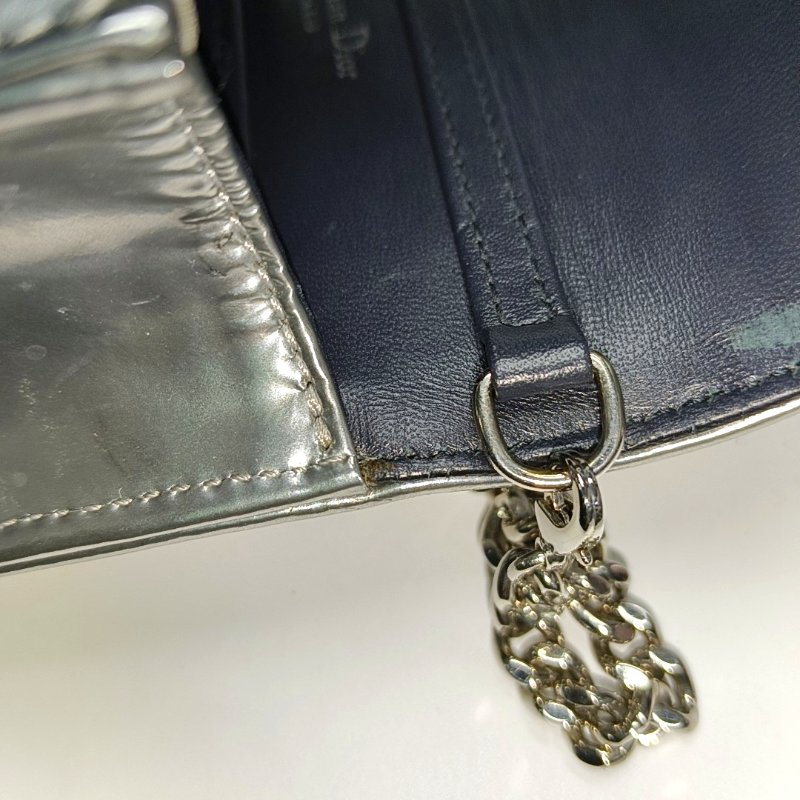 DIOR Diorarma銀色牛皮絎縫壓紋盾牌包單肩包斜挎包 銀色五金 可拆卸肩帶-10