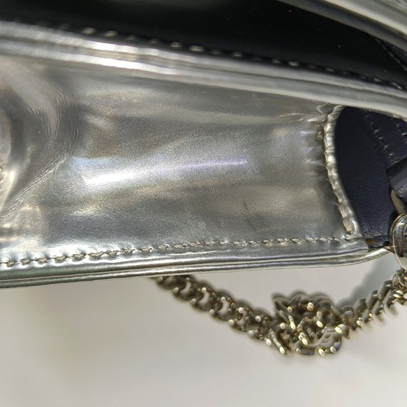 DIOR Diorarma銀色牛皮絎縫壓紋盾牌包單肩包斜挎包 銀色五金 可拆卸肩帶-12