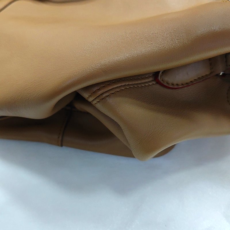 PRADA水桶包棕色牛皮徽標流蘇單肩包手提包斜挎包銀色五金2條可拆卸肩帶-9