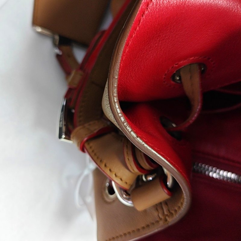 PRADA水桶包棕色牛皮徽標流蘇單肩包手提包斜挎包銀色五金2條可拆卸肩帶-13