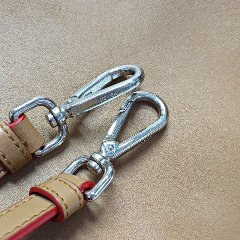 PRADA水桶包棕色牛皮徽標流蘇單肩包手提包斜挎包銀色五金2條可拆卸肩帶-14