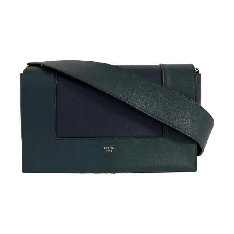 CELINE FRAME中號拼色牛皮單肩包斜挎包金色五金-0