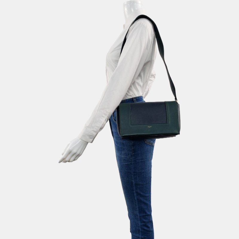 CELINE FRAME中號拼色牛皮單肩包斜挎包金色五金-1