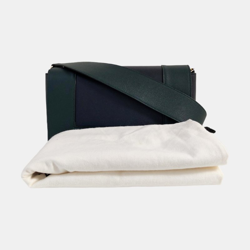 CELINE FRAME中號拼色牛皮單肩包斜挎包金色五金-7