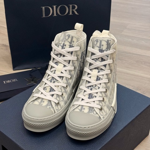 Dior B23高筒透明Oblique緹花休閒鞋
