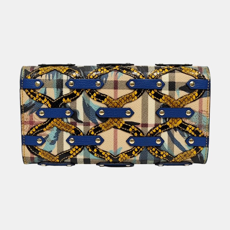 BURBERRY多色塗層帆布印花鉚釘錢包金色五金-4