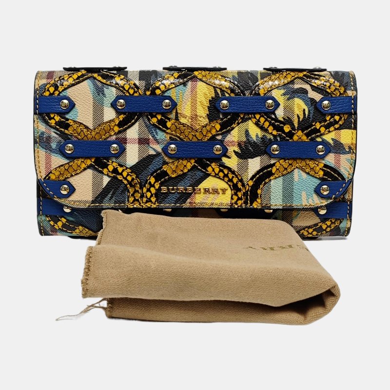 BURBERRY多色塗層帆布印花鉚釘錢包金色五金-7