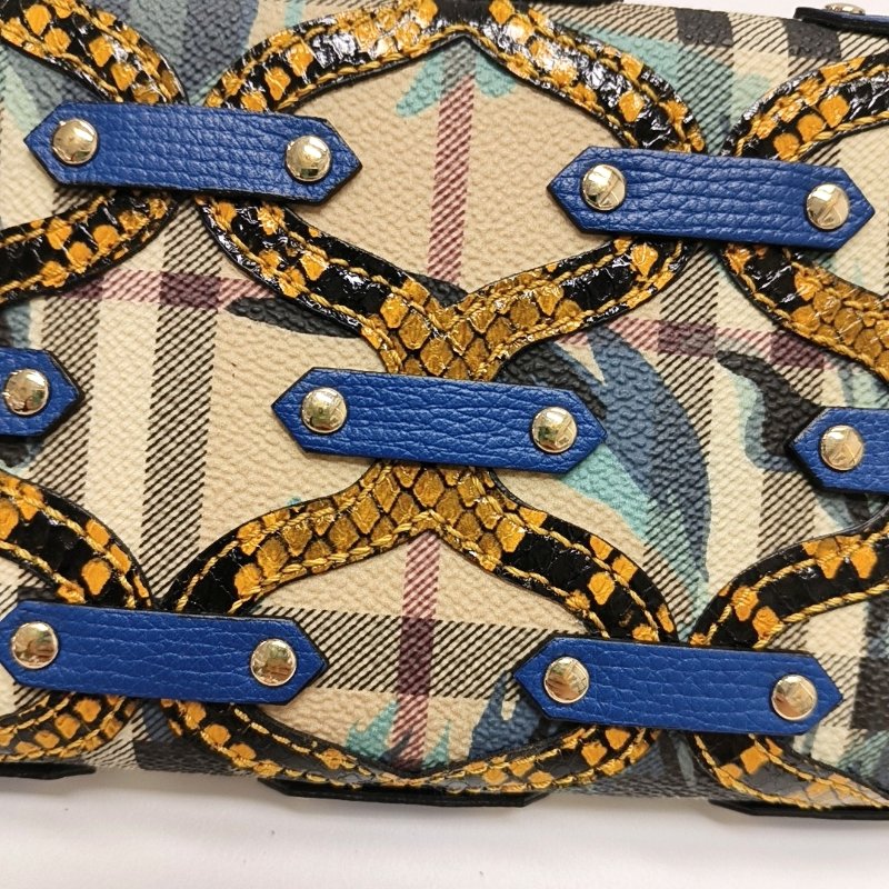 BURBERRY多色塗層帆布印花鉚釘錢包金色五金-11